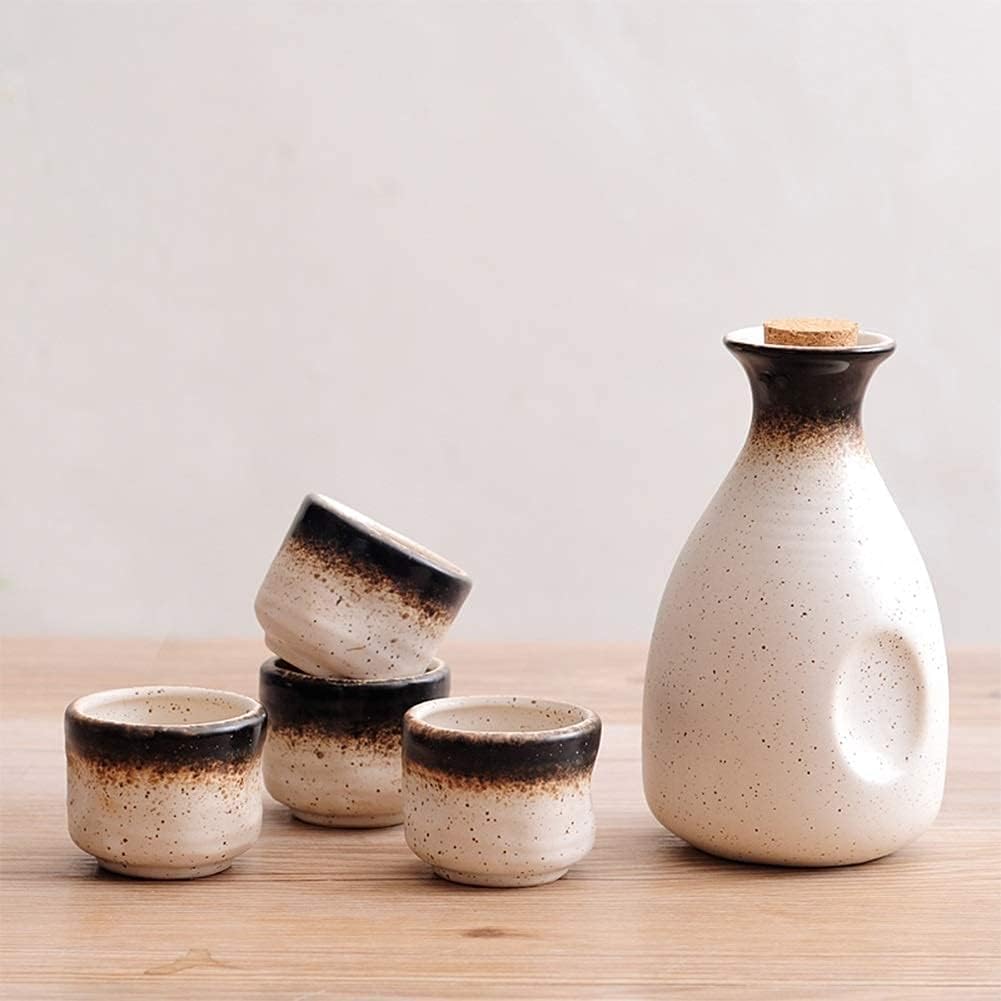 Exquisite Sake Set of 5 Pieces Japanese Style Traditional Retro Porcelain Crafts