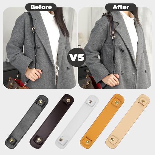 Image of Lambskin Leather Shoulder Strap Pad for Designer Trendy Bags,Detachable Replacement Pressure Relief Cover for Women Tote Bag Handbag Purse Backpack【Brown,Gold Studs】