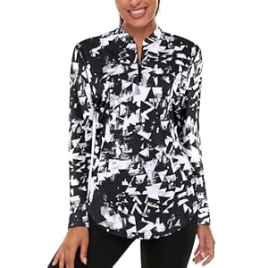 Misyula Womens Golf Shirts 1/4 Zip Sun Protection Quick Dry Tennis Running Athletic Workout Tops