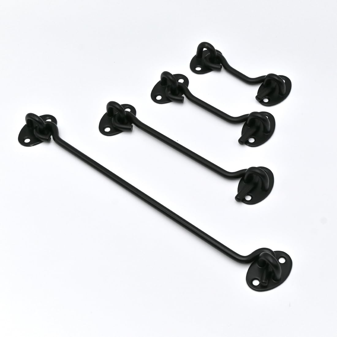 LICQIC 2 Pcs Cabin Hook, Gate Latch Hook, Stainless Steel Eye Latch for Garage Shed Door, Window, Black, 100 mm / 4 in - Image 4