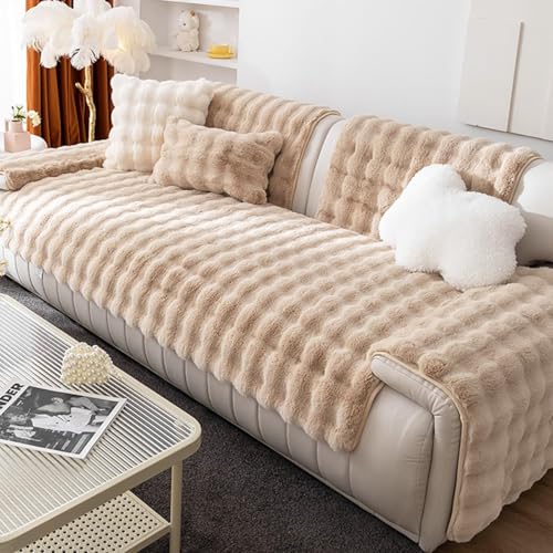 柔らかいぬいぐるみカウチカバー、フェイクファーソファカバー厚い暖かいファジーセクショナルソファカバー grey 70x120cm