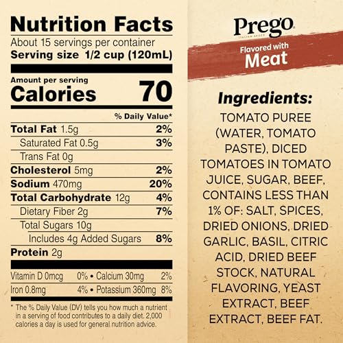 Image of Prego Italian Tomato Pasta Sauce Flavored With Meat, 67 oz Jar