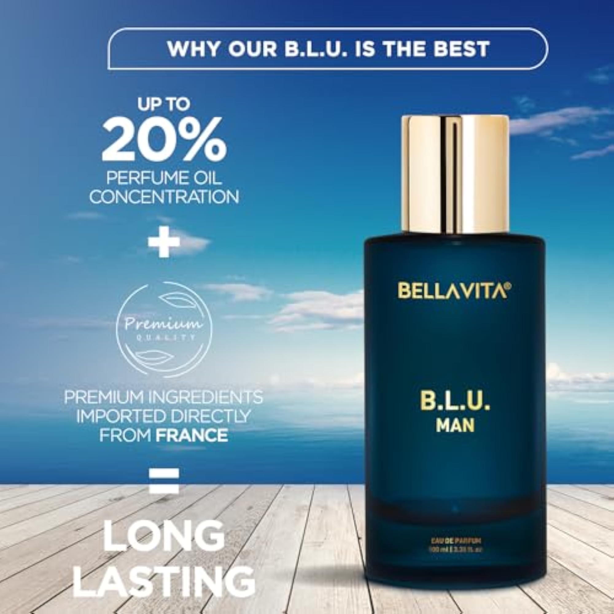B.L.U Man Eau De Parfum, Premium Long Lasting Fragrance