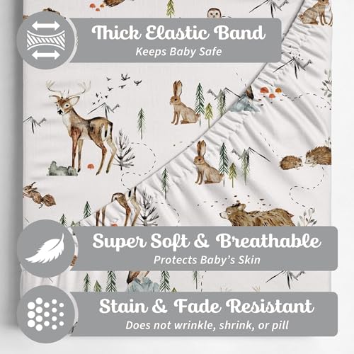 Image of Baby Changing Pad Cover 2-Pack for Boys, Girls (Magic Forest) - Premium Fitted Sheets Baby Diaper Changing Table Cover - Buttery Soft Cotton Blend