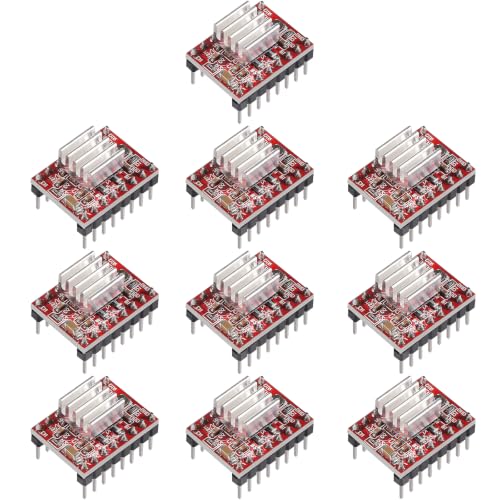 hiBCTR 10 Packs A4988 Stepper Motor Driver Module with Heat Sink Stepstick Controller for 3D Printer CNC and RAMPS Compatible Robotics Projects