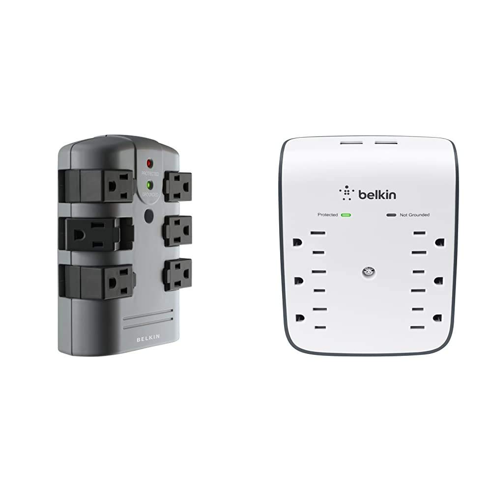 Belkin 6-Outlet Pivot-Plug Surge Protector w/ Wall Mount (1,080 Joules) & 6-Outlet USB Surge Protector w/ Wall Mount (900 Joules)