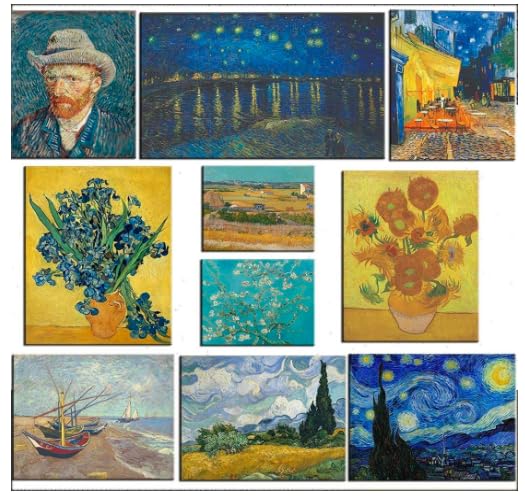 Image of Tallenge Vincent Van Gogh Framed Painting (Poster Paper; Small /12 x 17 inches, Multicolour) -Set of 10