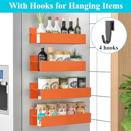 image for HuggieGems 4 Pack Magnetic Spice Storage Rack Organizer for Refrigerat