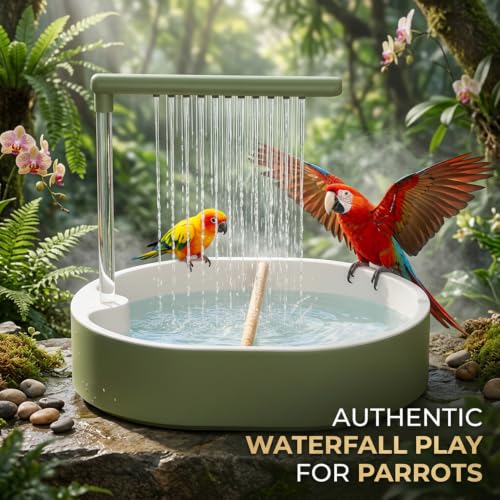 Ducha automática para jaula de pájaros recargable que evita salpicaduras 3