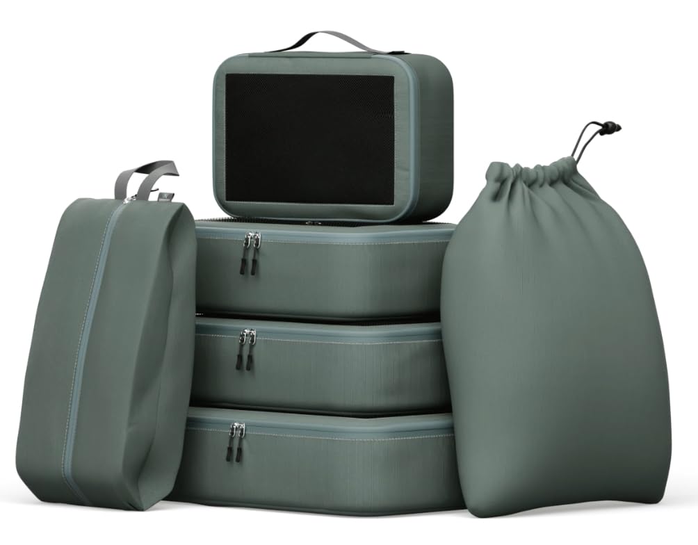 Packwürfel (grau, (XL, L, M, S, Wäschesack, Schuhbeutel) - 6 Stück)