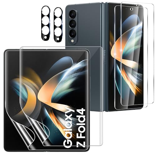 JavoYion 6 Pack for Samsung Galaxy Z Fold 4 Screen Protector 2 Pac Inside Soft Film + 2 Pcs Front Tempered Glass + 2 Pcs Camera Protectors Bubble-Free HD Clear Screen Protector for Galaxy Z Fold 4
