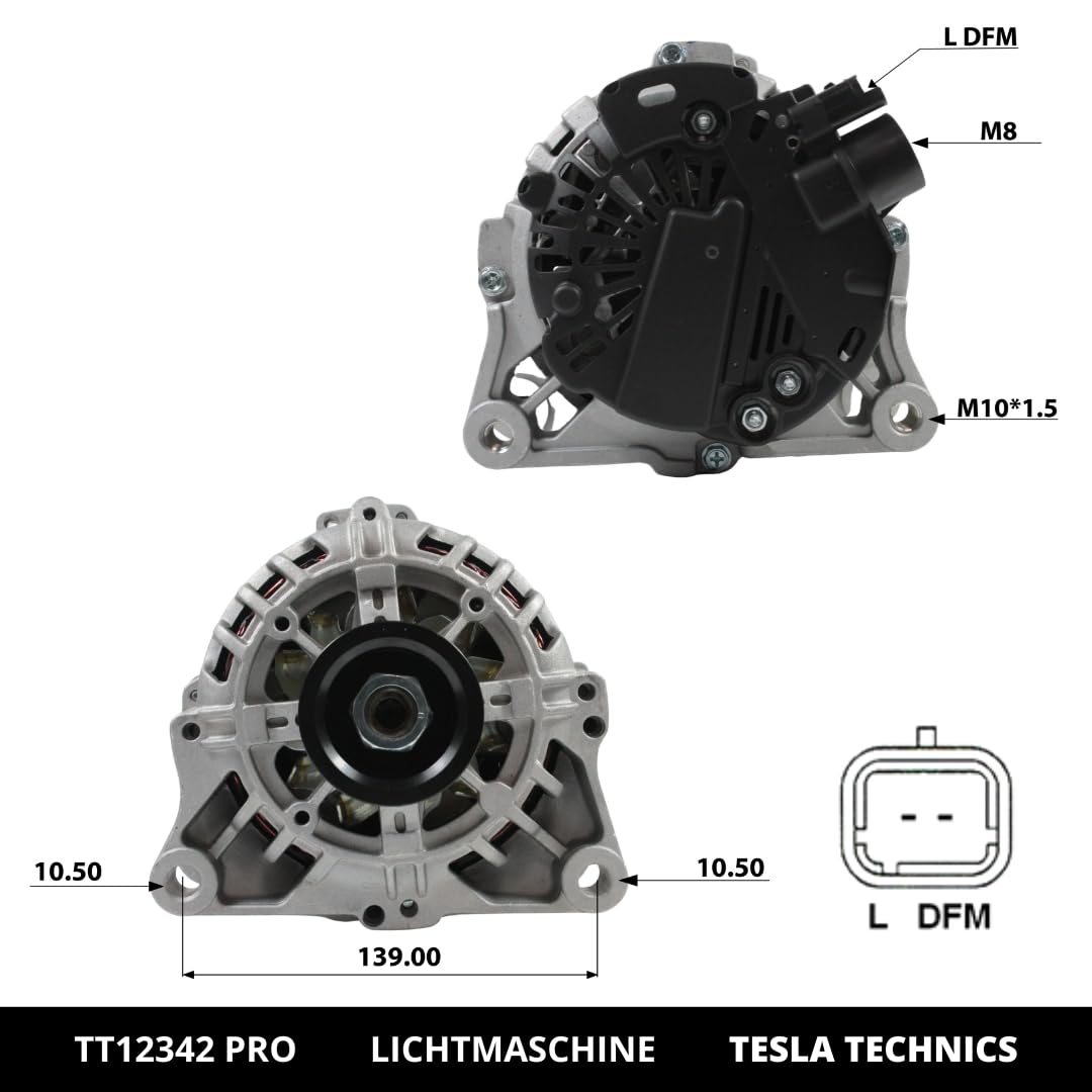 TESLA TECHNICS Lichtmaschine 70A 12V - Kompatibel Mit Peugeot & Citroën - Einfacher Einbau