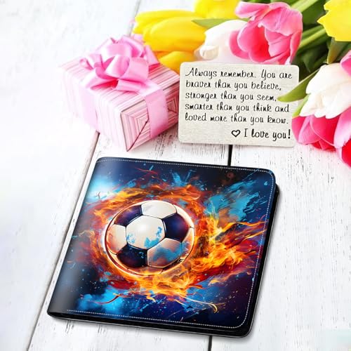 Image of Boys Wallet for Kids, Teen Boy Soccer Wallets 9-12 8-10 8-12, Cool Novelty Leather Bifold Rfid Blocking Purse Coin Pocket Zipper Id Window for Children Men Male Youth Guys Birthday Gifts