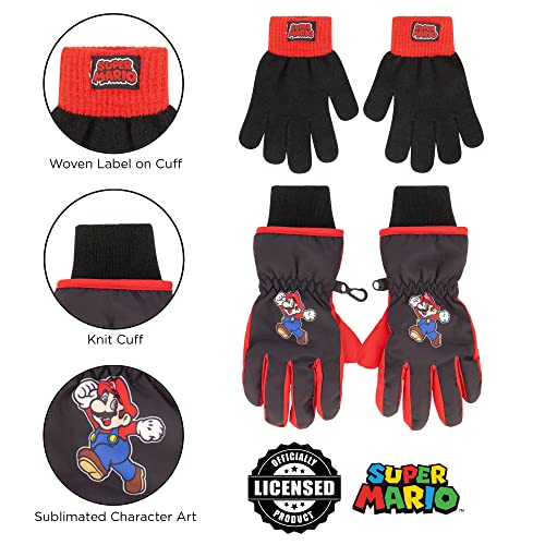 Nintendo NTFE3615AZ Boys Winter Hat With Knit Gloves And Insulated Ski Glove Set thumb #4