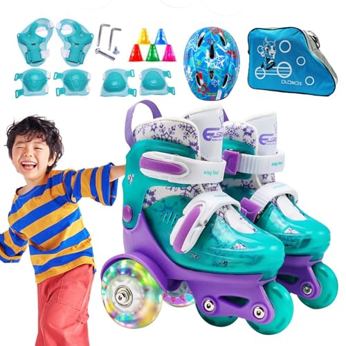Patines de Ruedas para, Patines de Puntos - Patines de Ruedas Ajustables, Diseño de Puntos,Zapatillas de Patinaje para niñas y niños, Ruedas Luminosas para Edades de 3 a 8