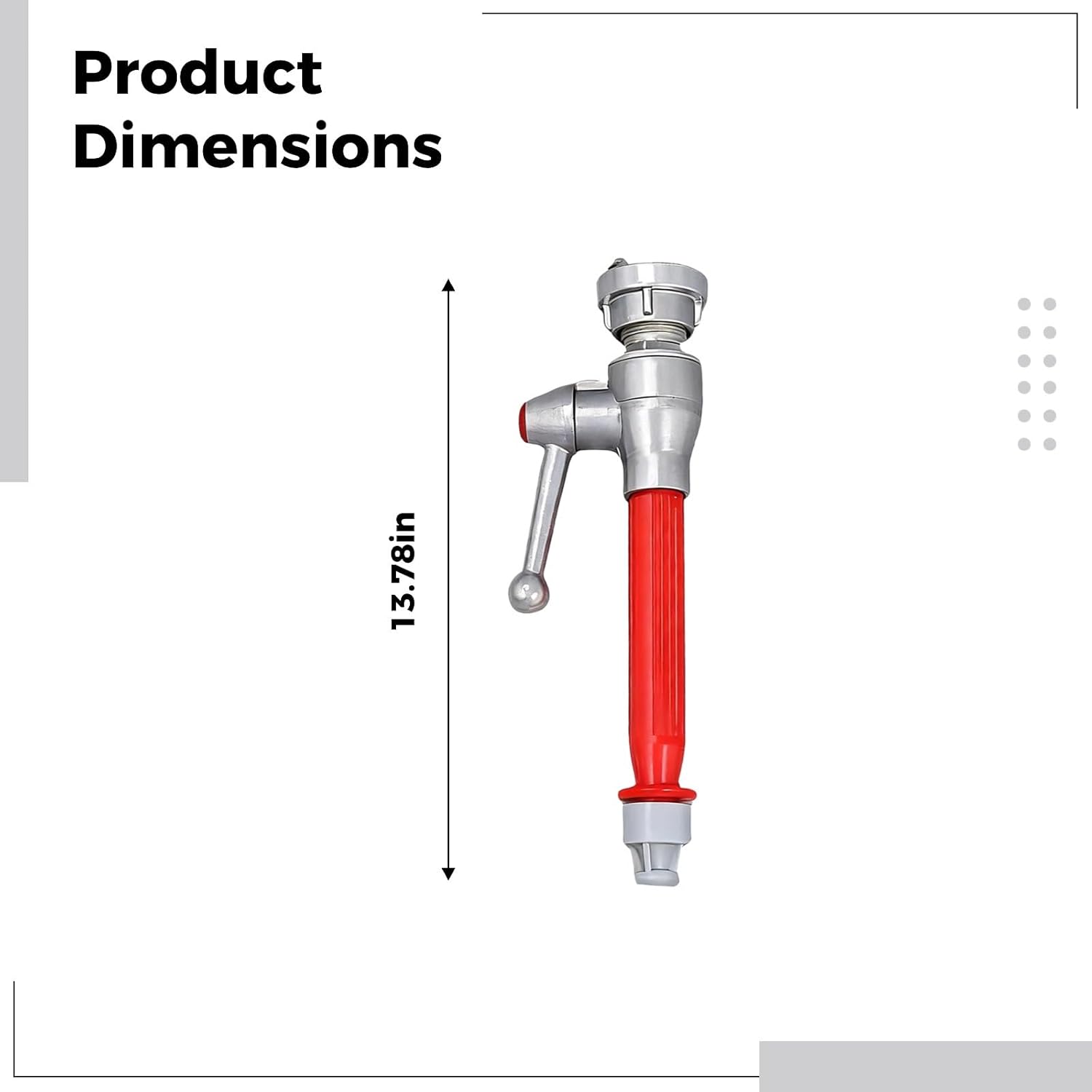 13.8 in Aluminum Water Gun, Internal Buckle, Direct Current Switch, Fire Fighting Equipment, Silver & Red, Pressurized Nozzle