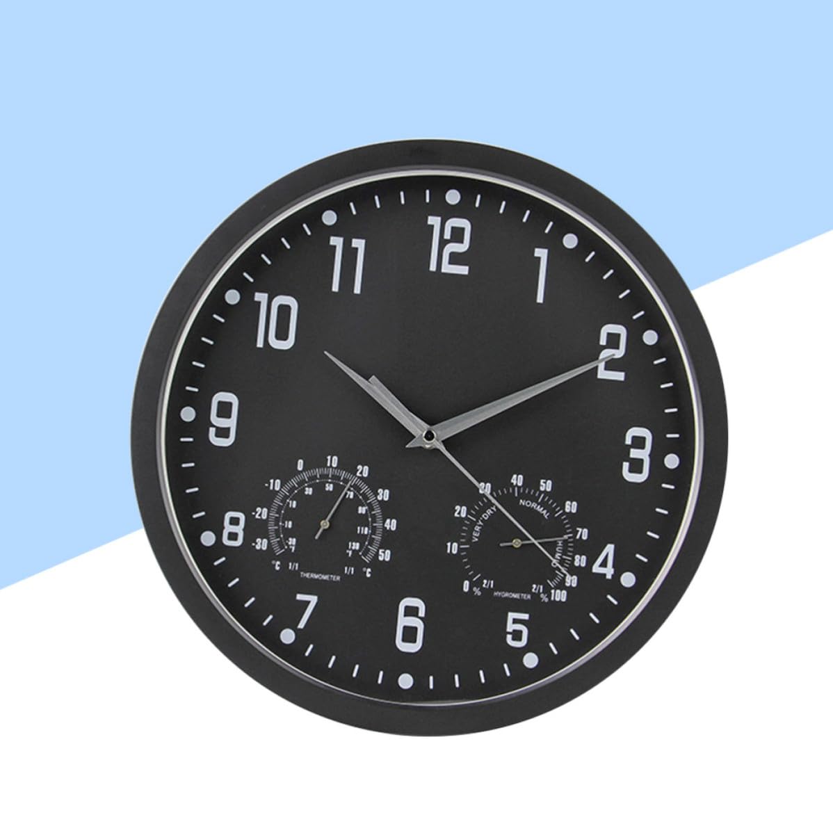 CRAFTHROU Reloj de Pared Silencioso Multifuncional con Termómetro y Higrómetro Diseño Moderno y Clásico para Sala Dormitorio u Oficina con Números Grandes y Fáciles de Leer