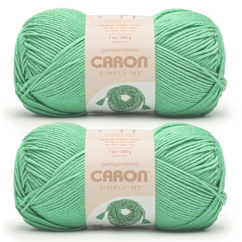 Image of Caron Simply Me, Soft Bulky Yarn for Crocheting, Malachite, 2-Pack | #5 Bulky Yarn, 62% Acrylic, 20% Nylon & 18% Wool, Soft Crochet Yarn for Knitting & Hobby Crafts, 246yds, 200g /7oz per skein