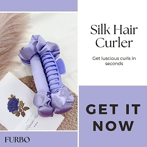 Image of FURBO Mulberry Silk Heatless Hair Styling Curling Rod Set | Heatless Hair Curler with Scrunchies & Clutcher Headband | Create Soft Curls & Waves Without Heat | Styling Tool for All Hair Types | Pink 1 Set