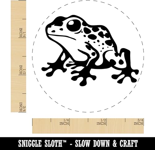 Miniatura 9 de Spotted Poison Dart Frog - Sello de goma autoentintado para sellar planificadores de manualidades, 1 pulgada mediana, tinta verde lima