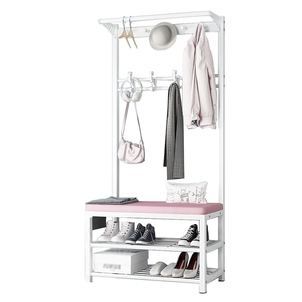 Portemanteau miroir entrée vestiaire sur pied scandinave 70x40x190cm