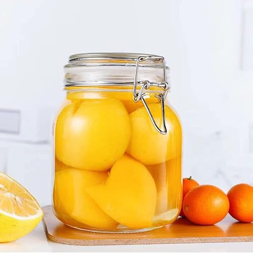 Miniatura 8 de 32oz Glass Food Storage Jars with Airtight Clamp Lids,Set of 4 Airtight Glass Canister Square- Clear Storage Container for Kitchen Container Storing