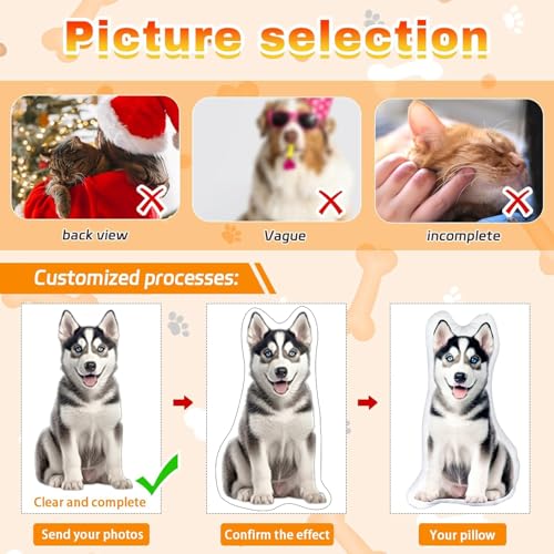 Personalisierte Haustier Kissen Hund Katze geformte Kissen-3D Duplex Druck Geformtes Fotokissen, für Wohnkultur Geburtstag Weihnachten Geschenk
