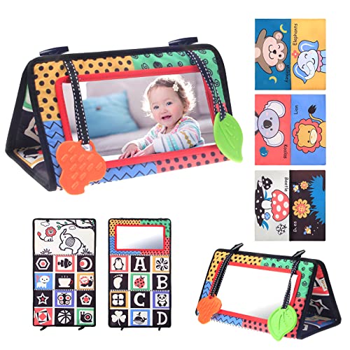 Image of JOLIE VALLÉE TOYS & HOME Baby Mirror Toy Infant Soft Book High Contrast Babies Toy Touch and Feel Crinkle Book for 0-6months Toddler Toys (Colorful Soft Toy for Baby Girl&boy)