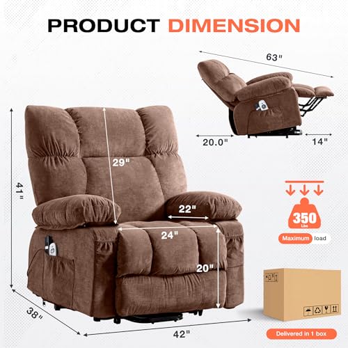 Image of MAHOMICO Power Lift Recliner Chair for Elderly with Vibration Massage and Lumbar Heating, Electric Lift Recliner Sofa with USB Charging Port and Side Pocket for Living Room Comfort