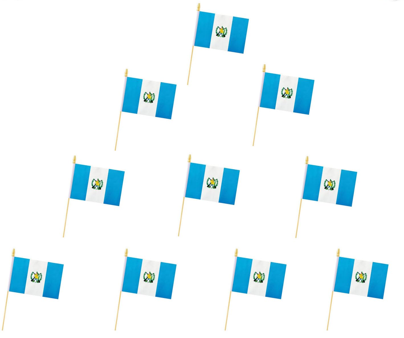 10 Pack Guatemala Flags - Handheld Flag- 5x8 in, Guatemalan Mini Flag. Suitable For Party Decorations, Store Displays, Bar Decorations And National Day Parades. (Guatemala)