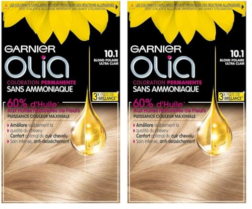 Garnier Coloration Permanente - Sans Ammoniaque - Aux Huiles Naturelles de Fleurs - Blond Polaire Ultra Clair (10.1) - Olia (Lot de 2) Garnier Coloration Permanente - Sans Ammoniaque - Aux Huiles Naturelles de Fleurs - Blond Polaire Ultra Clair (10.1) - Olia (Lot de 2)