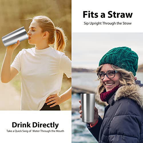 Domicare 20Oz Stainless Steel Tumbler Bulk With Lid, Double Wall Vacuum Insulated Travel Mug, Powder Coated Coffee Cup, Stainless Steel, 8 Pack #TOP3