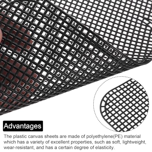 Image of MECCANIXITY 2Pcs Plastic Mesh Canvas Sheet 6 Count 41.2 cm / 16.2 inch for Crochet Bag Making Crossbody Bag Blank Canvas for Embroidery Needlepoint, Bag, Knit Crochet Mesh, Black