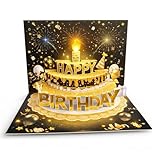3D Pop Up Musical Birthday Card with Lights Sound and Blow Out Candle - Giant Interactive Birthday Card with Happy Birthday Song Fireworks Effect for Men Women and Children