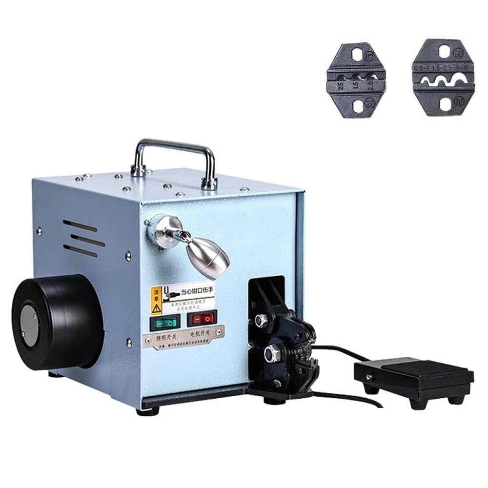 Smtyxs One Color Terminal Crimping Machine 60W Electric Cold Pressing Crimper Tools With Exchangeable Die Sets Secure Crimping(Kit 0053)