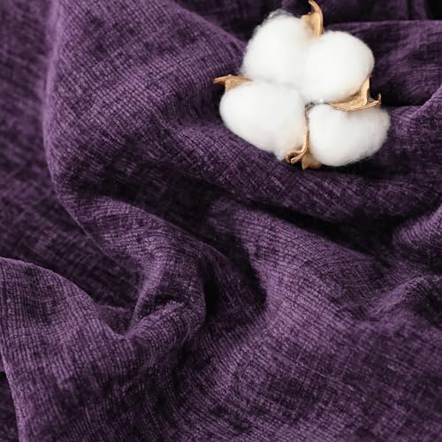 Image of CaliTime Pack of 2 Cozy Standard Pillow Shams Cases for Bed Bedding Decoration Solid Dyed Soft Chenille 20 X 26 Inches Plum Purple