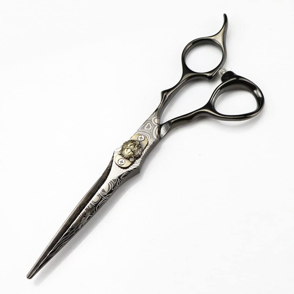 Haarschneideschere, 6 Zoll, Professionelle, Gehobene Tigerkopf-Schere Aus Schwarzem Damast, Haarschere Zum Schneiden, Friseur-Haarschnitt, Effilierschere, Friseurschere,
