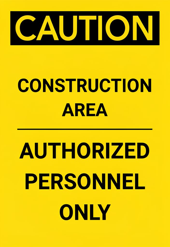 peiyeety Caution Construction Area Authorized Personnel Only Tin Sign 12x8 Inch, Yellow & Black Metal Warning Plaque, Industrial Safety Decor for Garage Shop Warehouse Jobsite, Gift for Contractors