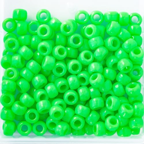 Image of The Beadery - 9x6mm Barrel Pony Bead, Lime - 900 Pieces - 750V060