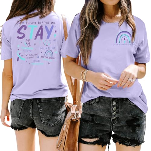 Women Suicide Awareness Shirts Suicide Prevention Shirt Stay Need You Mental Health Tee Tops3