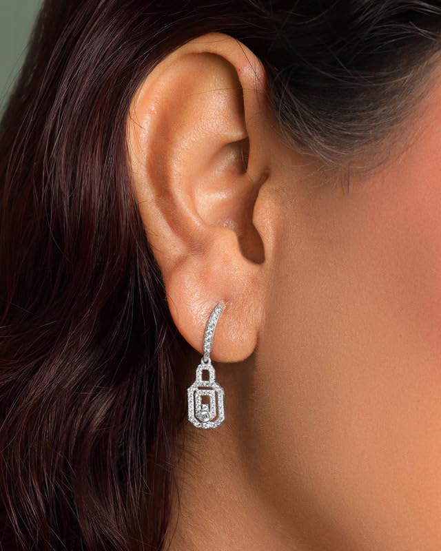 Image of CLARA 925 Sterling Silver Drop Earrings | Platinum Plated | Daily Wear |Gift for Women and Girls