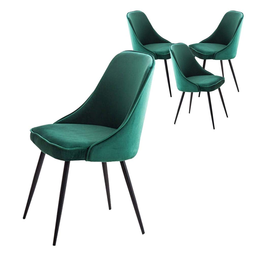 SJIALEN 1/2/4pcs Soft Velvet Dining Chair,for Office Lounge Dining Kitchen Bedroom Kitchen Chair Reception Chair Kitchen Chair (Color : Green, Size : 4pcs)