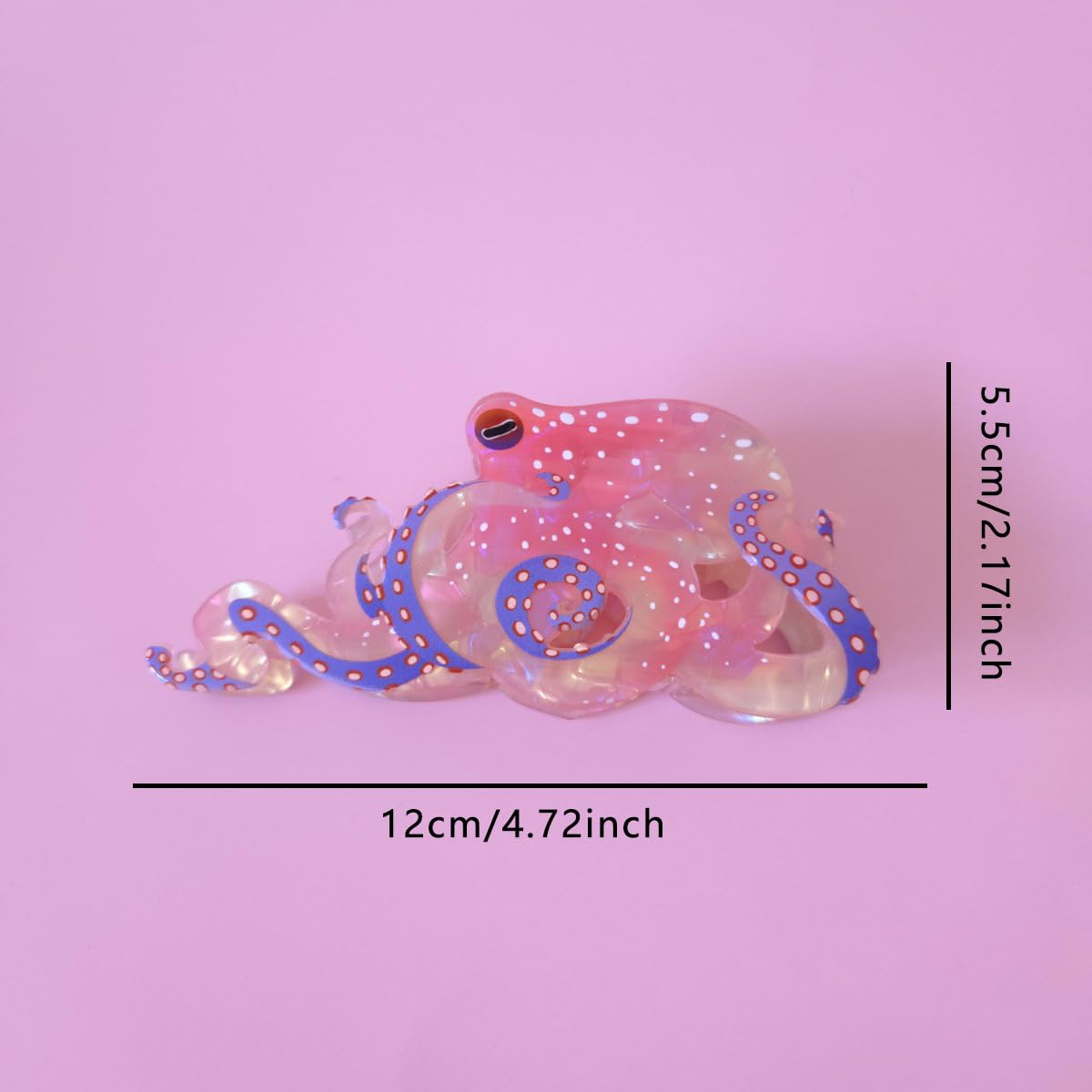 Pinzas de pelo de pulpo de fantasía, pinzas de acetato para el cabello, pinzas de garra de pulpo oceánico para mujer, color rosa claro