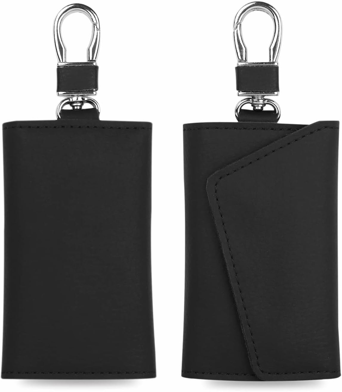 TanmivvyLeather Key Bag with Wallet Card Case Function, Hanging Key Protector, Key Organizer, Suitable for Men and Women, Black, 4.5*2.5*1(in)