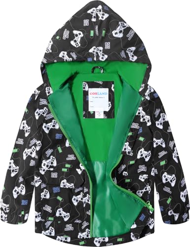 Image of COSLAND Toddler Boys Girls Rain Jacket Waterproof Hooded Raincoat, 2-5T