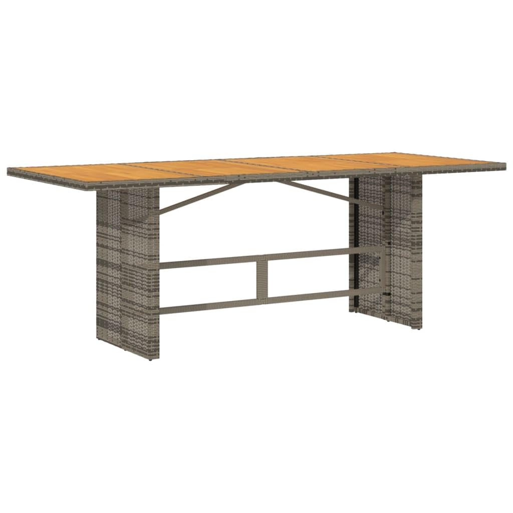 Table de jardin rectangulaire grise en acacia et résine tressée