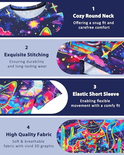 Image of uideazone Tshirts for Boys Kids Short Sleeve T-Shirt 3D Graphic Tee Shirts Tops Clothes 4-16 Years