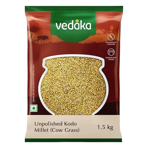 Image of Amazon Brand - Vedaka Unpolished Kodo Millet | 1.5 Kg | Cow Grass /Varagu /Arikelu /Hark /Varigu /Kodra