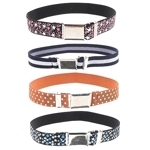 4 pcs Elastic Waist Belts Stretchy Boys Belts for Pants Casual and Formal Wear Comfortable Lightweight Gift