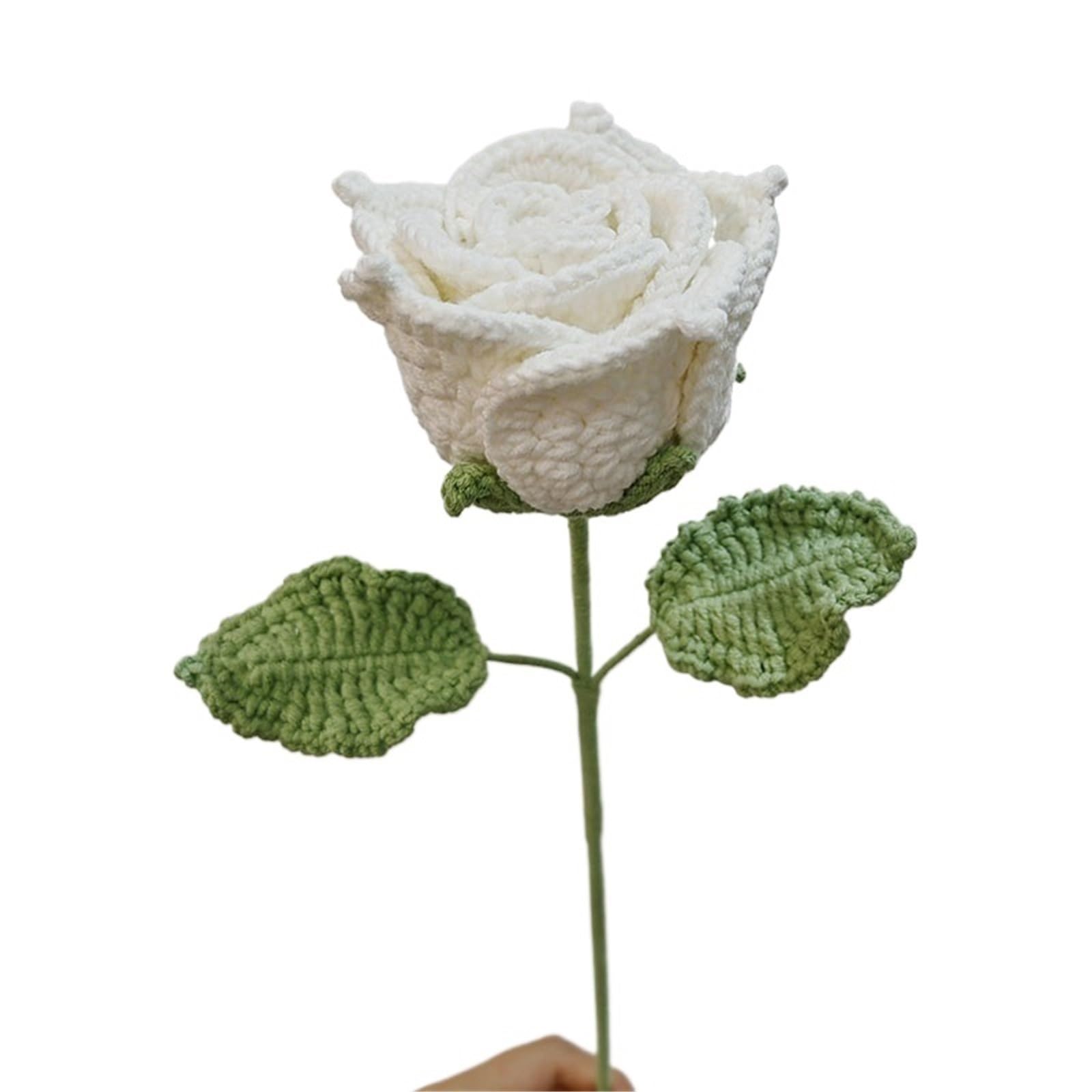 ZHSOAO Rose Crocheted Flowers For Weddings Decorations Home Decor Crochet Bouquet for Weddings Birthdays(Color1)